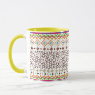 Caneca Padrão Geométrico Tribal Colorido