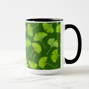 Caneca Padrão Ginkgo em verde escuro