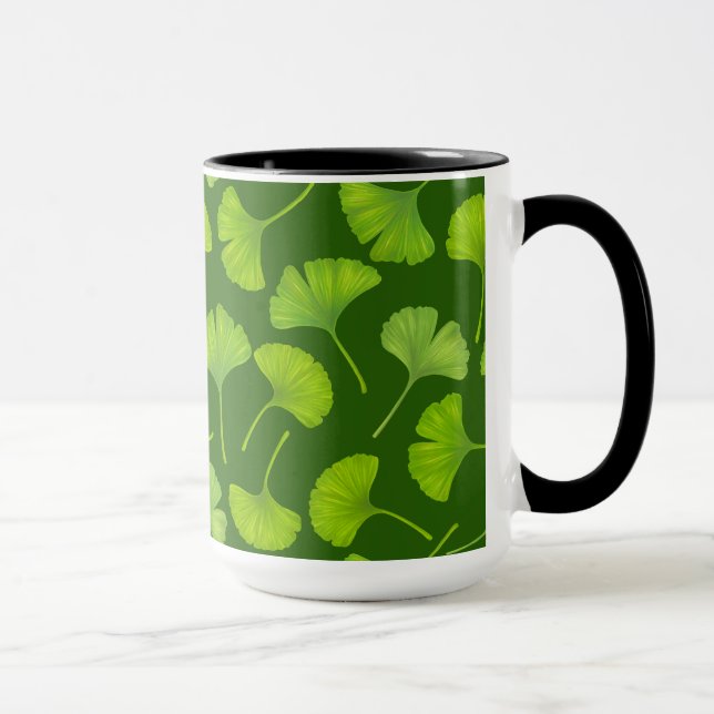 Caneca Padrão Ginkgo em verde escuro (Direita)