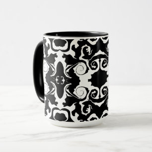 Caneca Padrão giratório em preto e branco