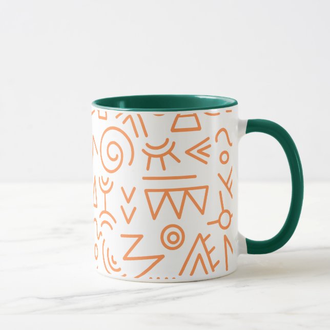 Caneca Padrão indígena africano Orange trabalho de arte o (Direita)