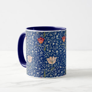 Caneca Padrão Índigo Floral Tulipa Vintage William Morris