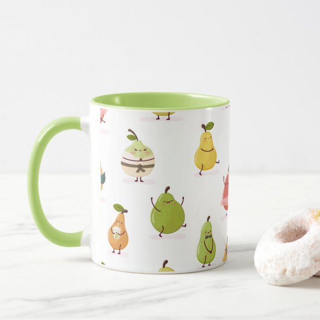 Caneca Padrão infantil de peras divertidas (Com Donut)
