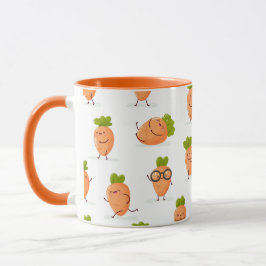 Caneca Padrão Kawaii de cenouras divertidas
