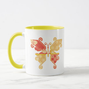 Caneca Padrão Kimono Amarelo da Borboleta