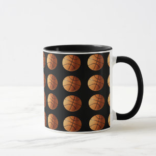 Caneca Padrão Laranja E Negra De Basquete,