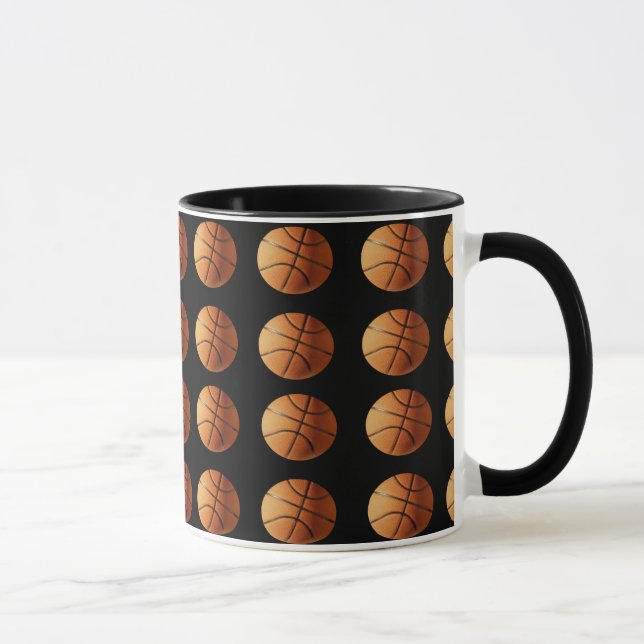 Caneca Padrão Laranja E Negra De Basquete, (Direita)