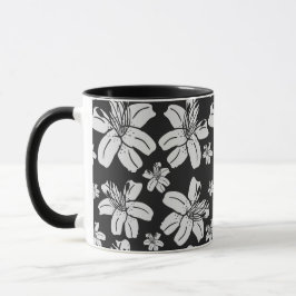 Caneca Padrão Lily Preto e Branco