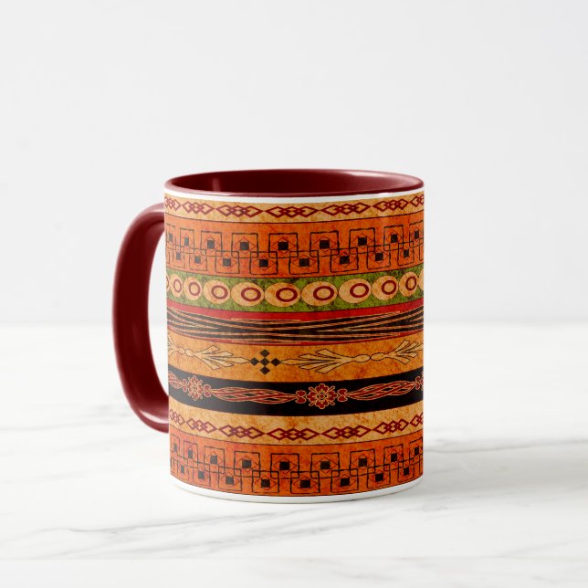 Caneca Padrão listrado da África étnica. (Frente Esquerda)