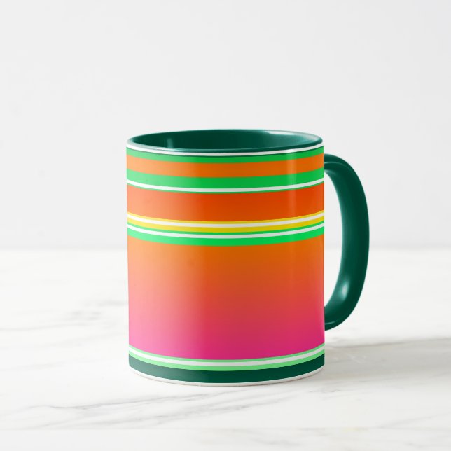 Caneca Padrão listrado de Natal moderno (Frente Esquerda)