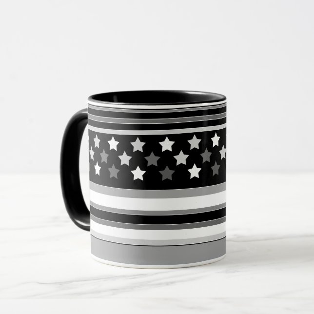 Caneca Padrão listrado horizontal com estrelas (Frente Esquerda)