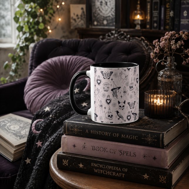 Caneca Padrão Mágico Rosa Whimsigoth (Criador carregado)