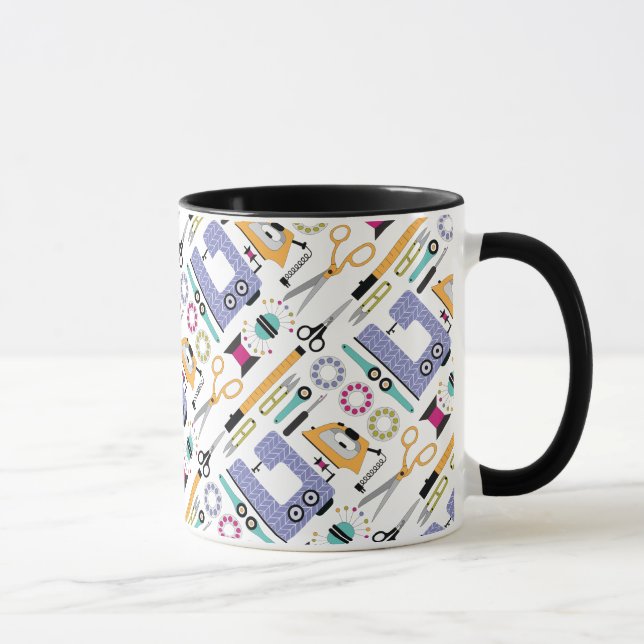 Caneca Padrão Moderno de Material de Costura e Ferramenta (Direita)