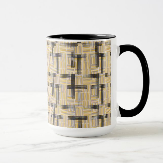 Caneca Padrão Moderno de Stripe Cruzada do Século médio (Direita)