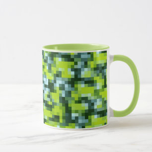 Caneca Padrão Mosaico Verde Amarelo Azul Teal