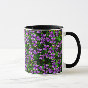 Caneca Padrão Mosaico Violeta Violeta de Madeira de Flor
