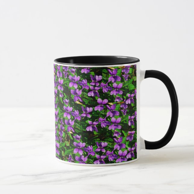 Caneca Padrão Mosaico Violeta Violeta de Madeira de Flor  (Direita)