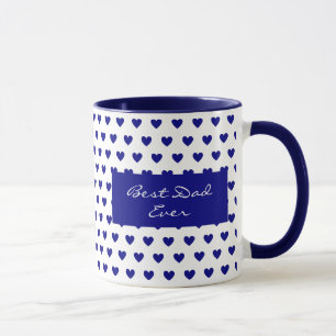Caneca Padrão Motivacional de Corações Azuis Profundos Pe