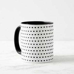 Caneca Padrão na moda Black Hearts Sobre Branco