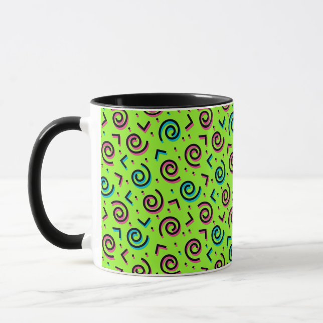 Caneca Padrão Neon Green Doodle do anos 80/90 (Esquerda)