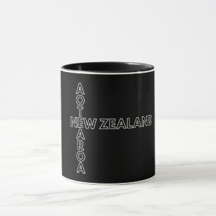 Caneca Padrão NZ Negro e Branco da Nova Zelândia 