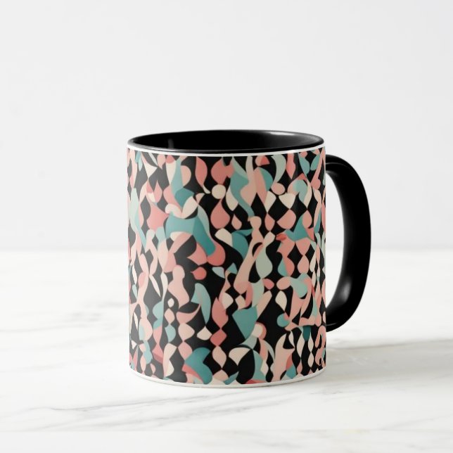 Caneca Padrão orgânico abstrato em Pastel (Frente Esquerda)