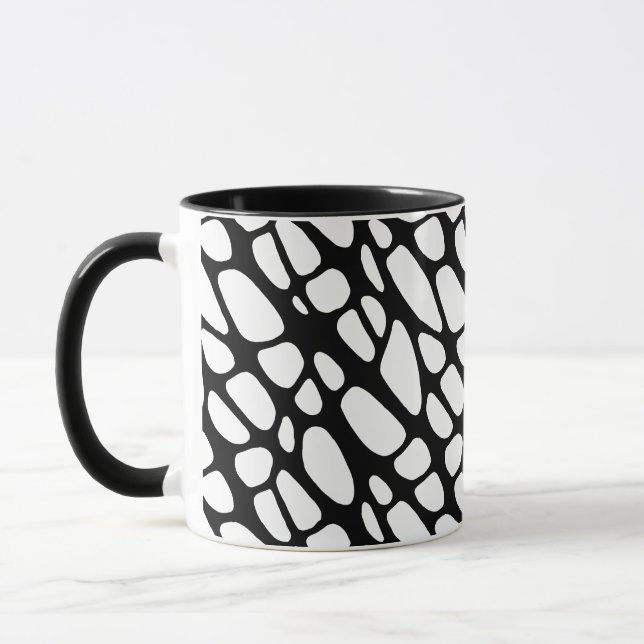 Caneca Padrão Orgânico Gótico Preto e Branco (Esquerda)