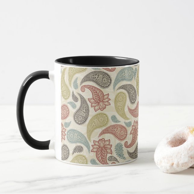 Caneca Padrão Paisley  (Com Donut)