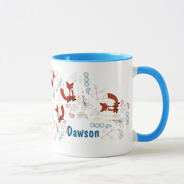 Caneca Padrão Personalizado Moderno da Fox Woodland (Direita)
