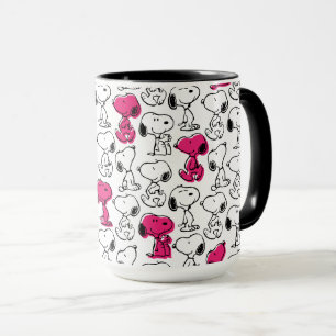 Caneca Padrão preto e magenta do snoopy