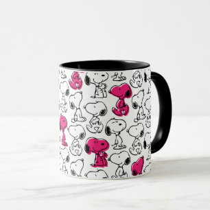 Caneca Padrão preto e magenta do snoopy