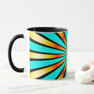 Caneca Padrão Radial Verde amarelo preto