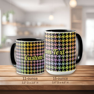 Caneca Padrão Rainbow Houndstooth