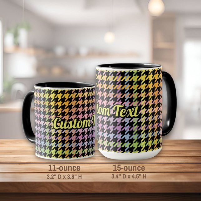 Caneca Padrão Rainbow Houndstooth (Criador carregado)