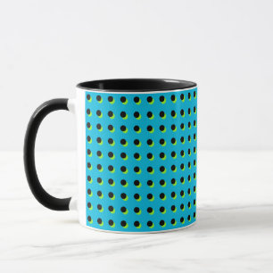 Caneca Padrão retrô de pontos azuis neon da década de 199