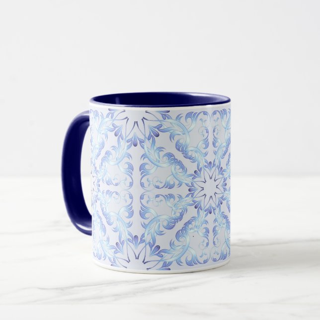 Caneca Padrão Retro Real Floral (Frente Esquerda)