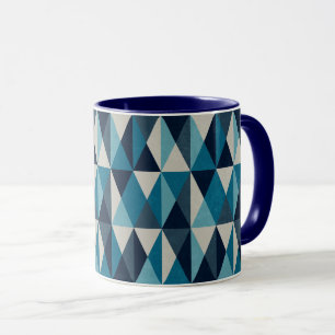 Caneca Padrão Rhombic Geométrico Preto Branco Azul