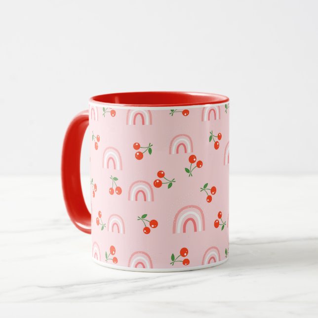 Caneca Padrão Rosa Rainbow Cherry (Frente Esquerda)