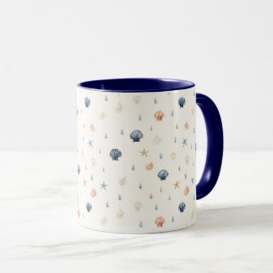 Caneca Padrão Sem Costura de Estrela-do-Mar Concha