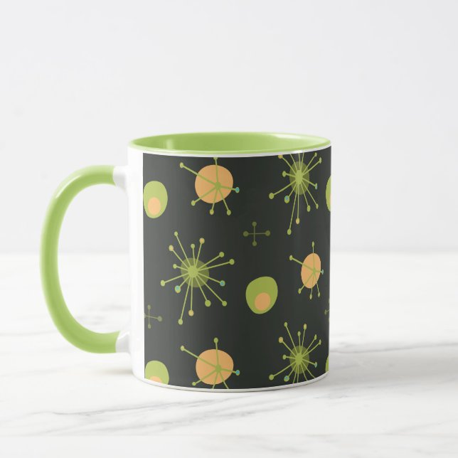 Caneca Padrão Starburst MCM Atômico Verde, Laranja (Esquerda)