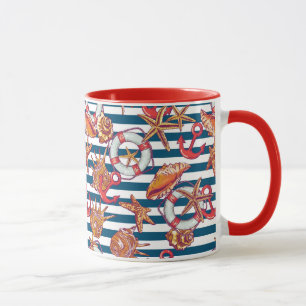 Caneca Padrão Starfish E Stripes