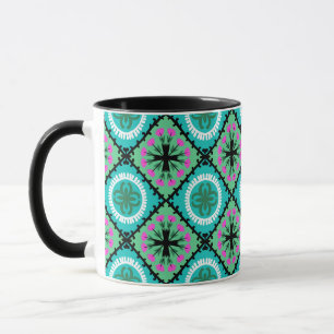 Caneca Padrão Suzani com Motifs Uzbeques e Kazakh