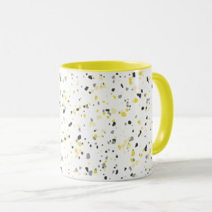 Caneca Padrão Terrazzo das Cinzas amarelas geométricas 