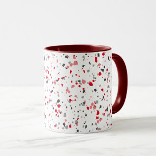Caneca Padrão Terrazzo das Cinzas Vermelhas Geométricas