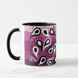Caneca Padrão Têxtil Ornamental, Rosa Paisley