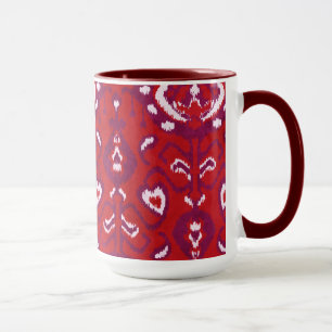 Caneca Padrão tribal de ikat roxo vermelho