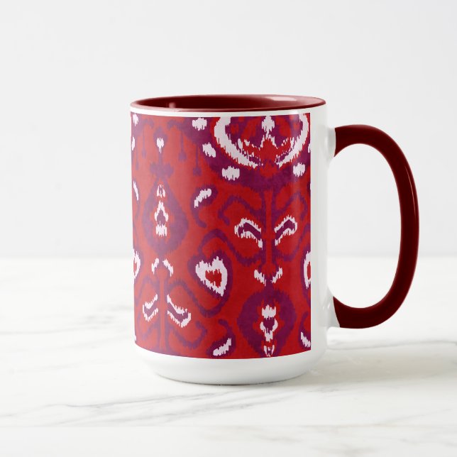 Caneca Padrão tribal de ikat roxo vermelho (Direita)