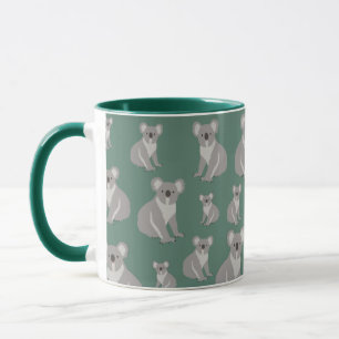 Caneca Padrão Verde Cute Koala Eucalyptus