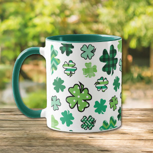 Caneca Padrão Verde Shamrocks Irlandês