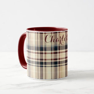 Caneca Padrão verificado clássico de Xadrez bege